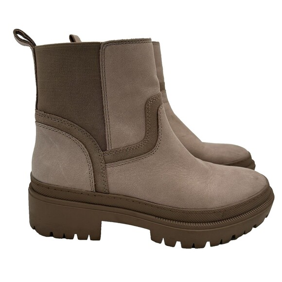 Lucky Brand Eabile Chelsea Lug Sole Ankle Boots Tan Suede Size 7.5 Y2K Chunky - Picture 3 of 11